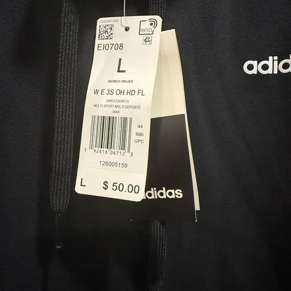 Adidas Black Hoodie with White Logo - Picture 3 of 4